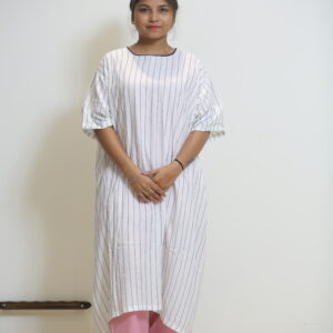 Classic Back-Open Patient Gown (Blue/White Print)