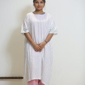 Classic Back-Open Patient Gown (Blue/White Print)