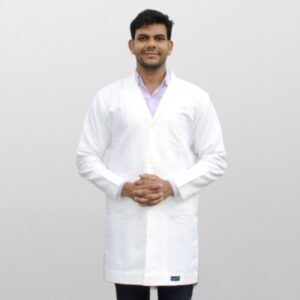 Professional White Doctor Apron - Classic Lab Coat with 3 Pockets (Unisex)