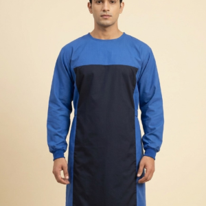 Premium Reusable Reinforced Surgical Gown for Men | Fluid-Resistant Chest Panel OT Gown | Breathable Cotton-Poly Blend Operation Theater Wear with Knitted Cuffs – Royal Blue